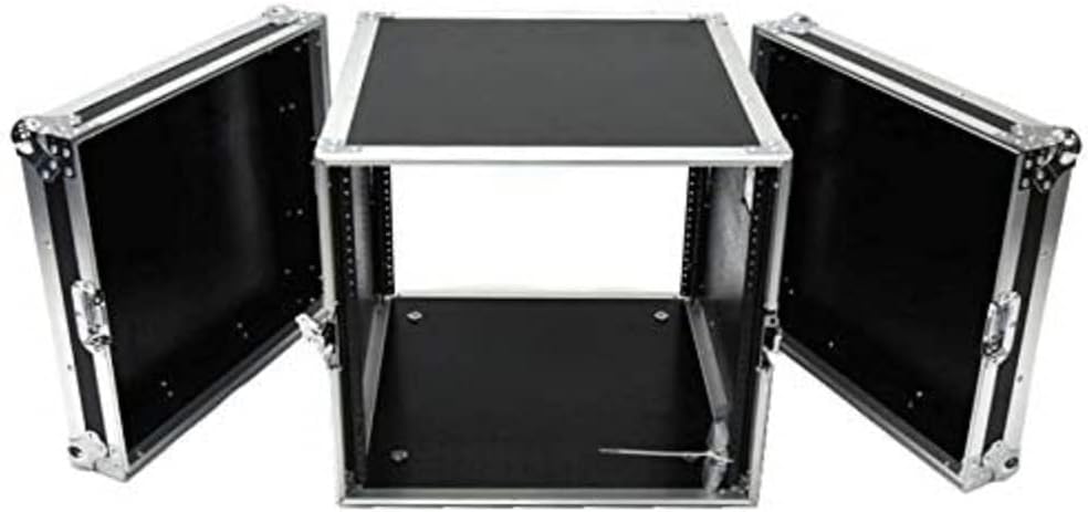 10U-Space 21-in Deep DJ Amplifier Rack Fly Drive Case with Wheels, 4U Effect Deluxe Case -Body Depth with Pull Out Handles and Wheels, Safe Travel Case Designed for Touring. Deejay LED TBH10UAD21W
