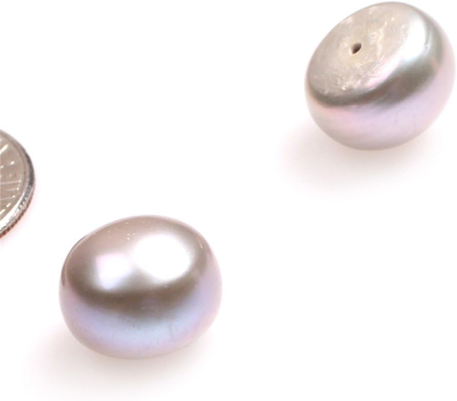 11mm - 1/2 11mm 16 Pairs AAA Grade Half Drilled Freshwater Cultured Pearls Beads for Earrings Stud Jewelry Making (Gray)