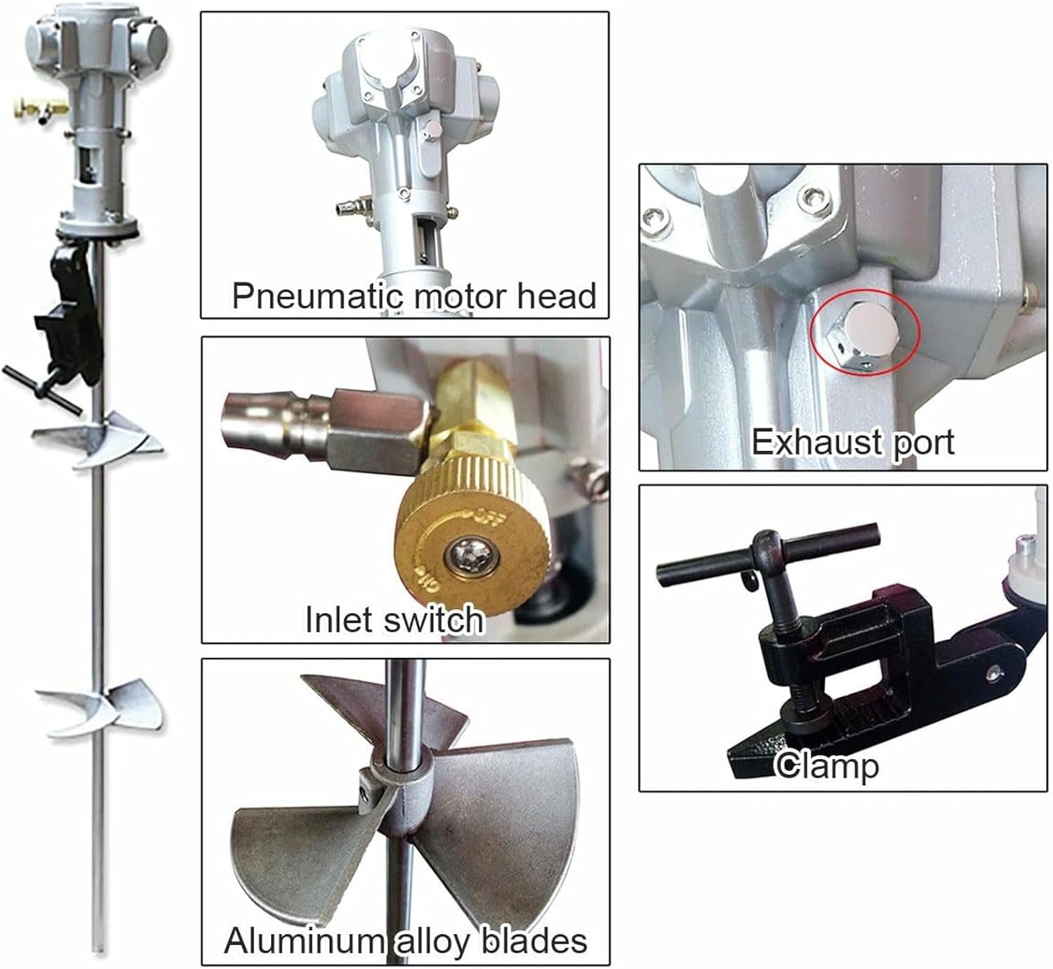 Pneumatic Paint Mixer 200L, Stainless Steel Automatic Stirring Machine with Air Agitator, Bracket Mixer, Pneumatic Agitator for Viscous Liquid, Ink, Dye, Mixing Applications-