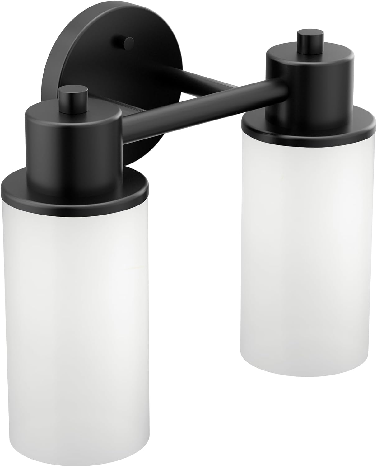 Moen DN0762BL Iso 2-Light Dual-Mount Bath Bathroom Vanity Fixture with Frosted Glass, Matte Black