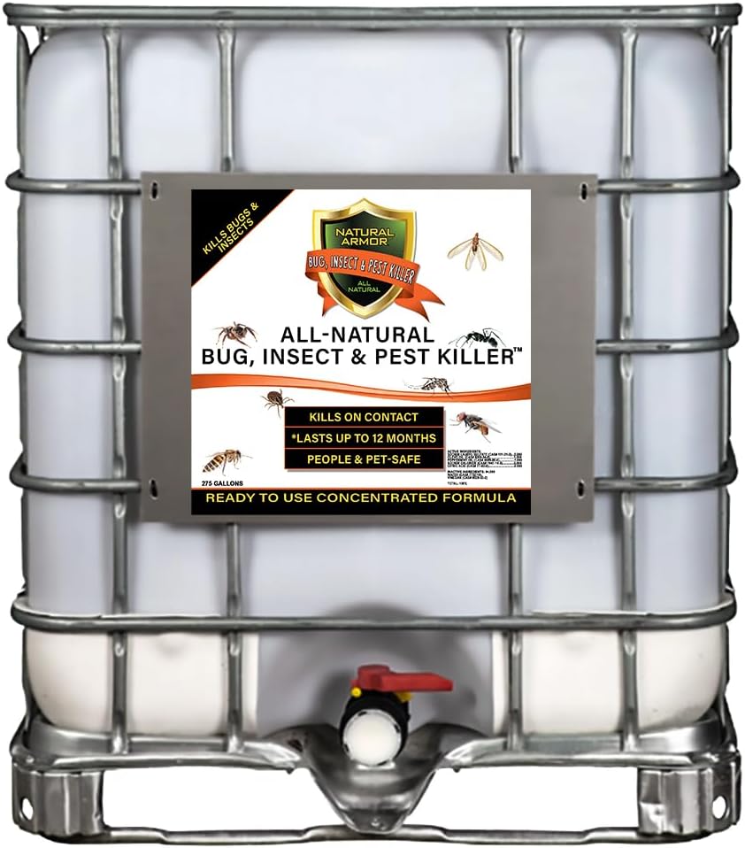 Natural Bug, Insect & Pest Killer & Control Including Fleas, Ticks, Ants, Spiders, Bed Bugs, Dust Mites, Roaches and More for Indoor and Outdoor Use, 275 Gallon Tote