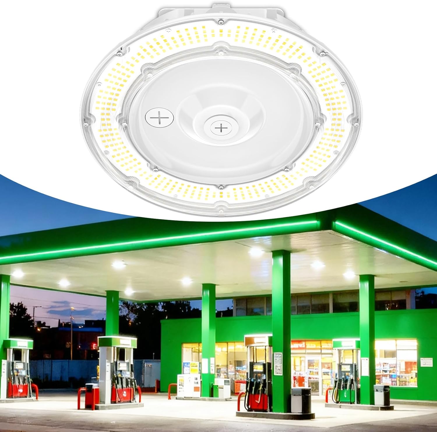 KUKUPPO 80W Canopy Light LED ETL DLC Listed, Power & Color Adjustable LED Canopy Lights Outdoor IP65 Waterproof Commercial Gas Station Light Fixture with Photocell for Garage Carport