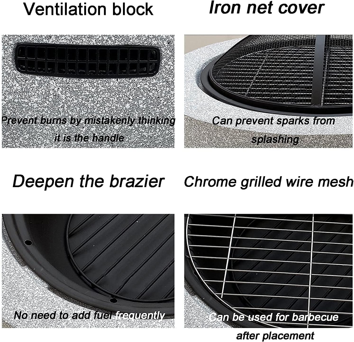 Outdoor Fire Pit Outdoor Wood Burning fire Pit, Villa Courtyard Imitation Marble Garden fire Pit, Picnic Barbecue Grill