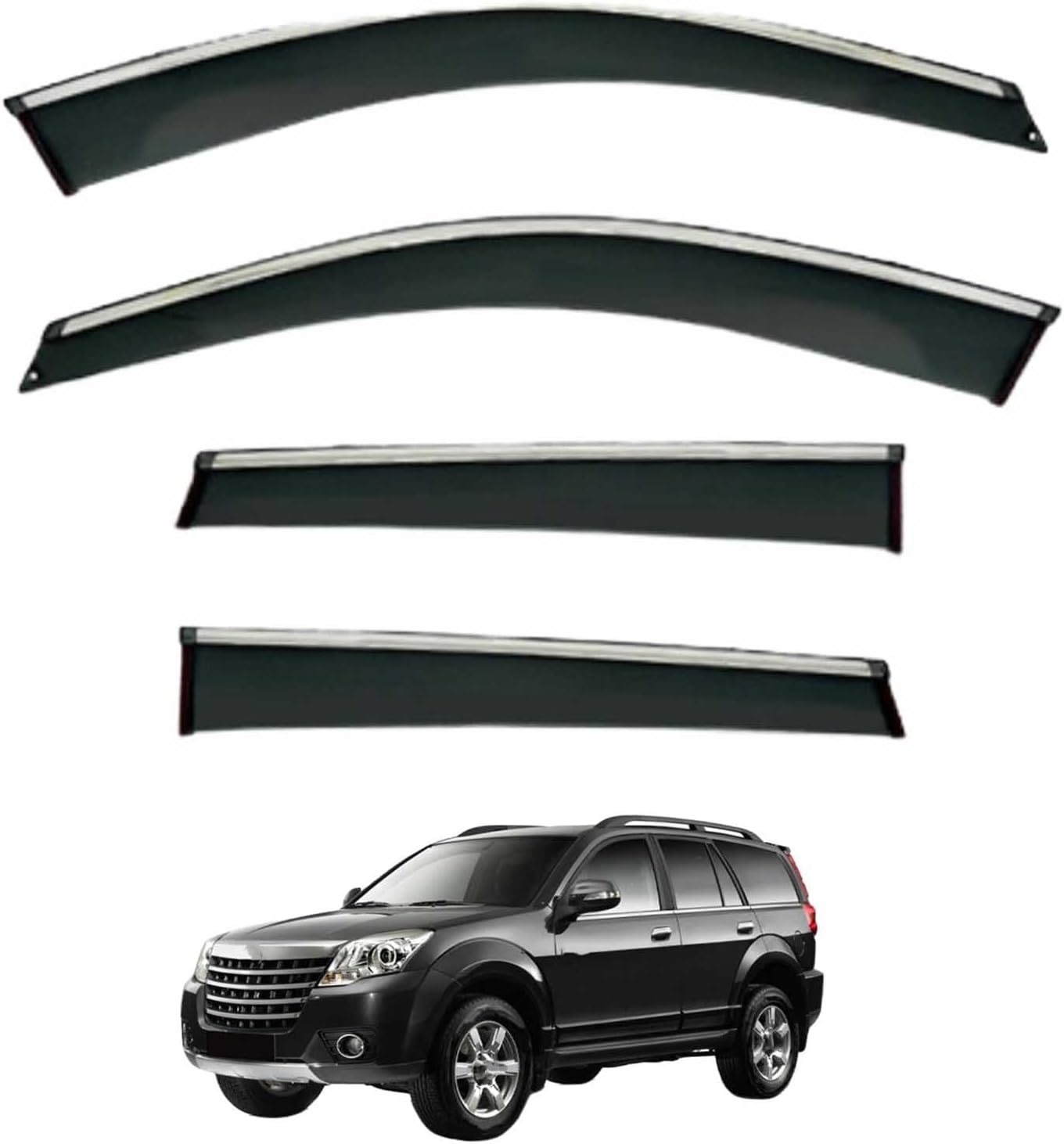 Window Deflectors for Great Wall Haval H5 MK1 2010-2020, Sun Rain Guard Window Visors Vent Shades with Bright Stripes Car Accessories