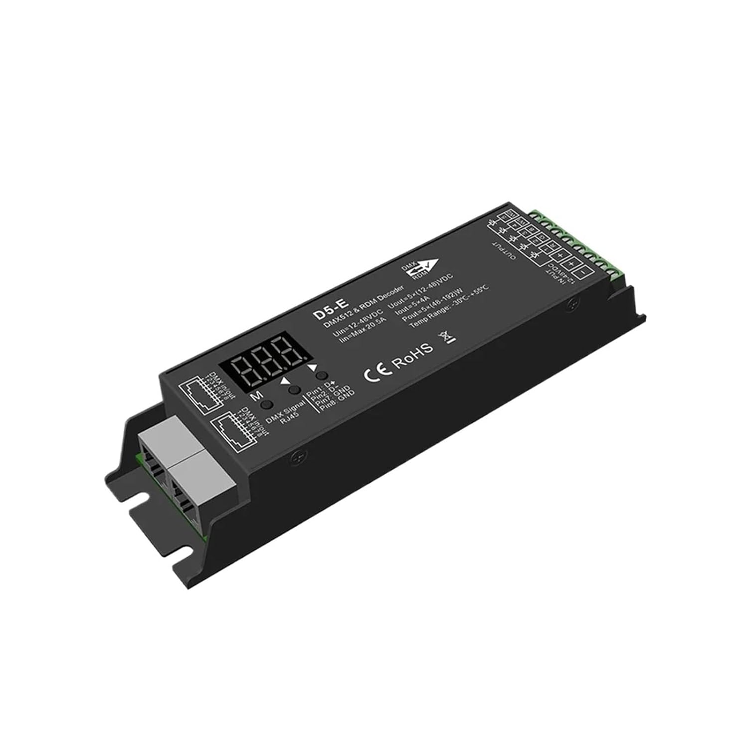 5-Channel decoder with RDM Digital Display, DMX512 dimming Driver PWM RCT LED Controller