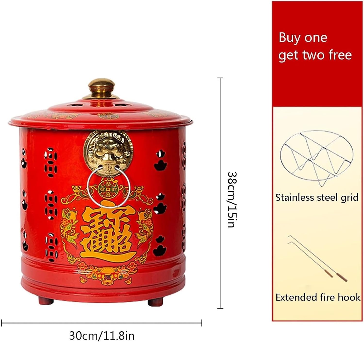 Smokeless Burn Barrel,Burn Barrel, Burn Barrel Outdoor Fire Pits Burn Barrel Trash，Stainless Steel Incinerator Cage with Lid，incinerator，(30cm(11.8in))