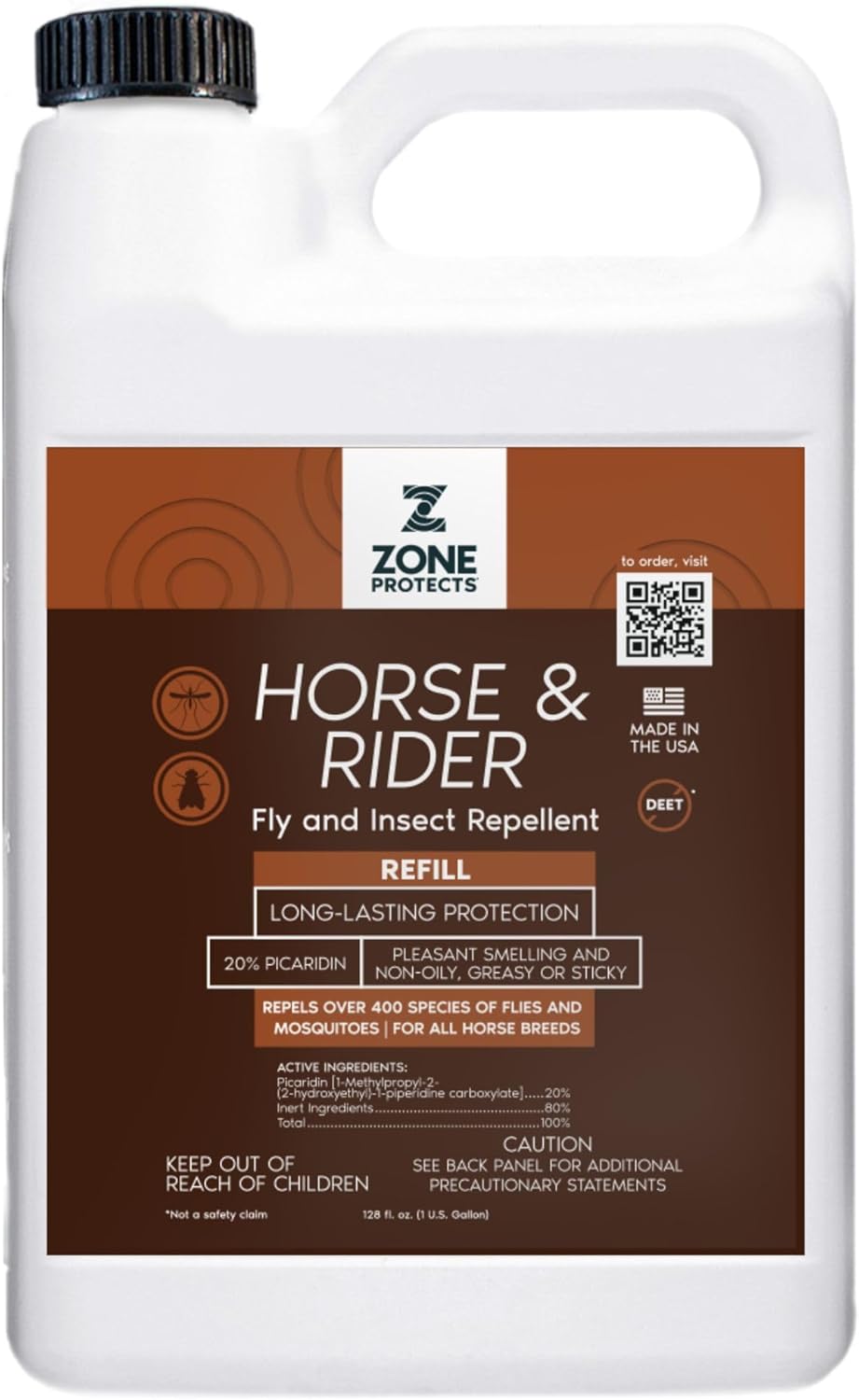 Horse & Rider Fly Insect Repellent; Gallon Refill; Picaridin Based; 12-Hr Protection Against 400 Fly Species; Light Fresh Scent