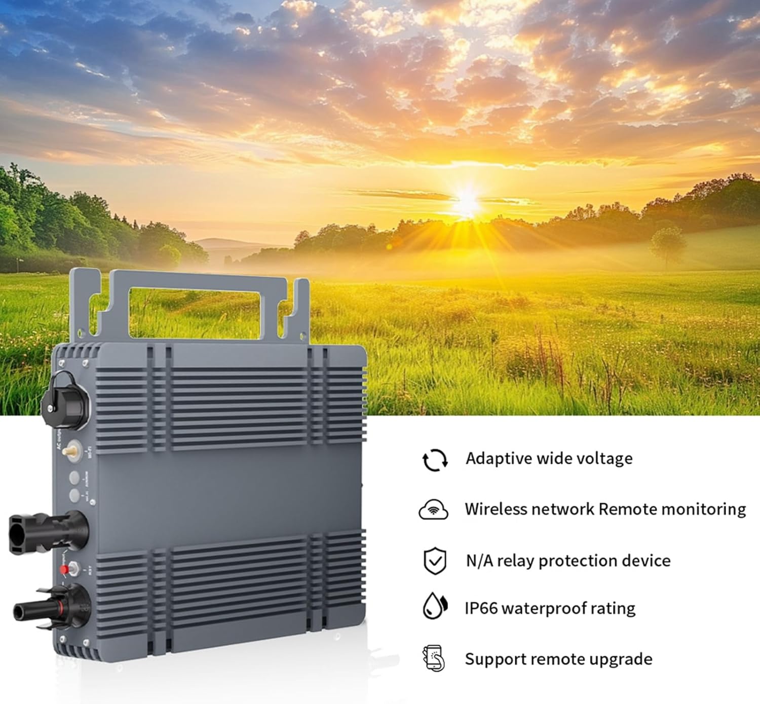 Grid Tie Solar Power Inverter, 550W APP Control Single Phase Solar Grid Tie Micro Inverter Remote Monitoring and Control Solar Grid Micro Inverter