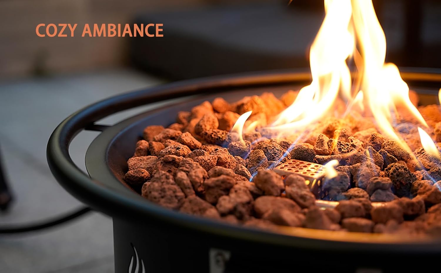 ONLYFIRE OUTDOOR LIVING Propane Gas Fire Pit 22¡±, Portable Smokeless Fireplace with 12Ft Hose & Lava Rocks, FirePit for Patio Backyard Bonfire Camping RV Tailgating Beach Party, 55000BTU, #FP001