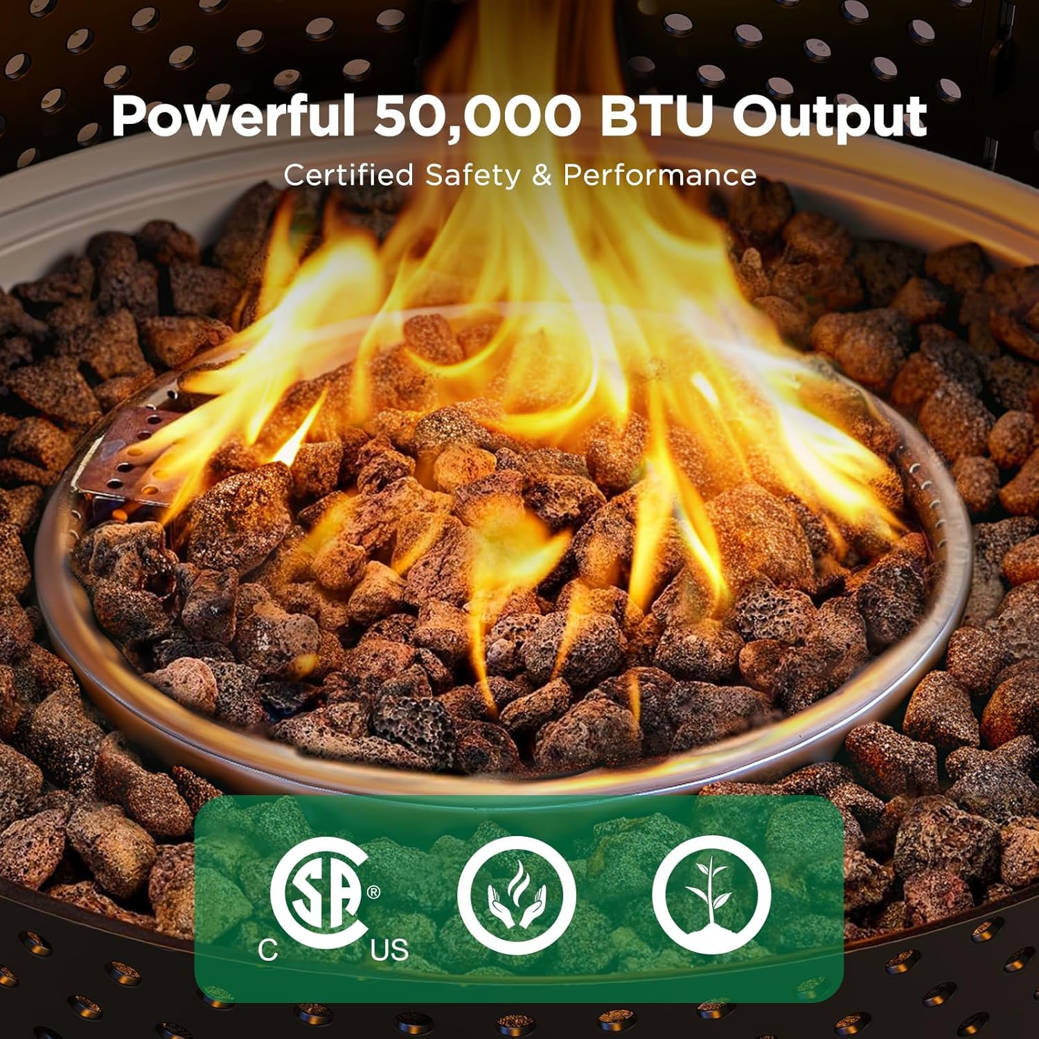 Ciays 29″ Propane Fire Pit Table with Windproof Guard, 50000 BTU Fire Pit Table, CSA-Certified, Outdoor fire Table with Durable Terrazzo Coating/Lava Rocks/4 Stable Adjustable Legs, Garden, White