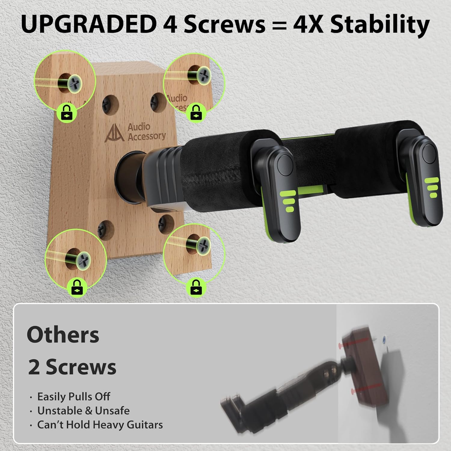 Guitar Wall Mount 1 Pack with Guitar Cable 100 ft 1 Pack