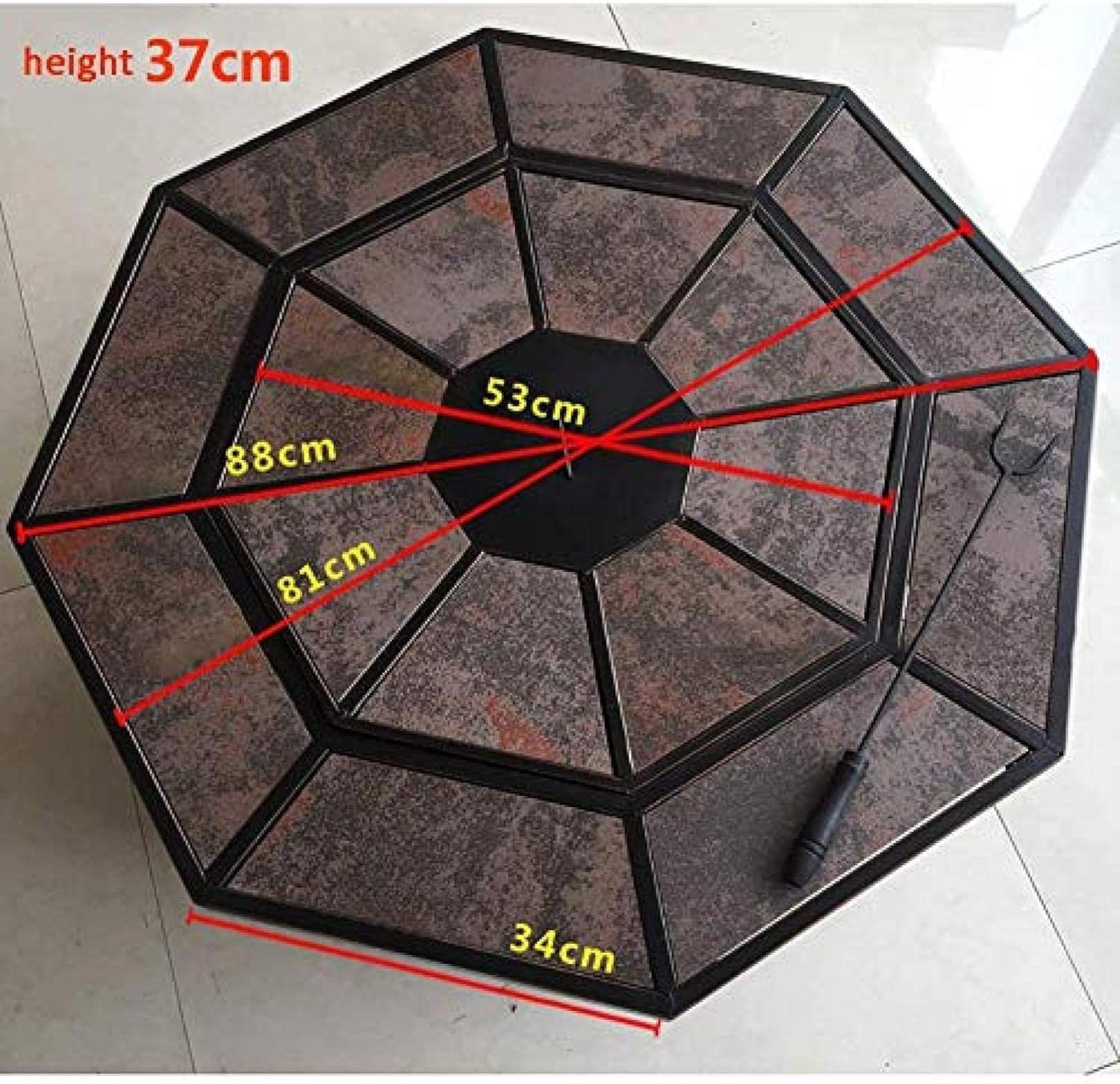Fire Pit BBQ Grill Fire Bowl Octagonal Ceramic Barbecue Table Outdoor Charcoal Barbecue Stove Indoor Heating Brazier