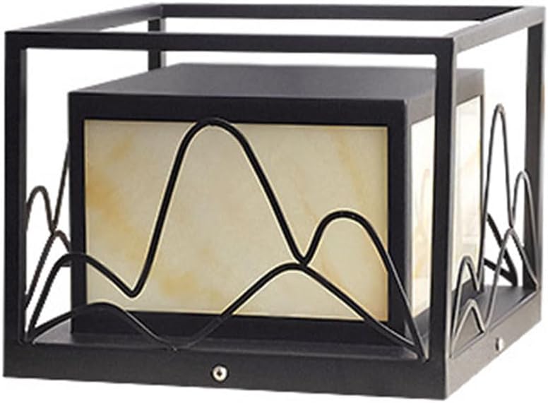 RCIDOS Waterproof Courtyard Post Lamps Fence E27 Column Lamp Black Vintage Post Lamp E27 Stainless Steel Lighting Fixture Pier Mount Base Outdoor Post Head Lights for Wood Fence Deck Patio