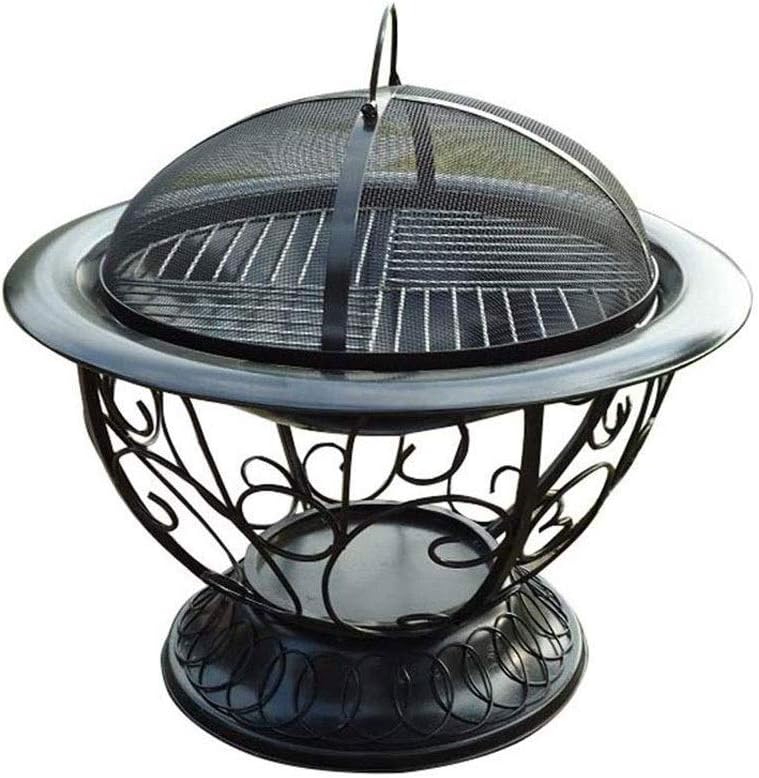 Outdoor Fire Pits Home Durable Round Steel Wood Burning Outdoor Patio Fire Pit with Spark Screen Guard, Log Grate, Screen Lifting Tool
