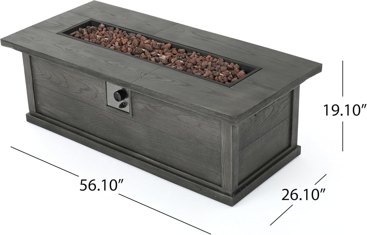 Rectangular Concrete Propane Fire Pit – Modern Outdoor Fireplace, Durable & Stylish Design, Patio, Backyard, – Easy Setup & Clean Burning (Gray) (1 Doors)