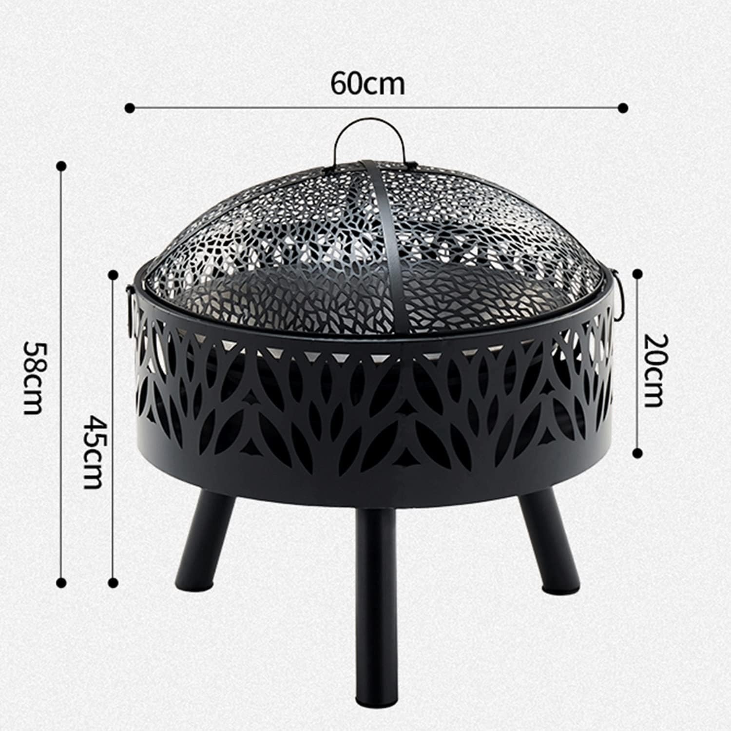 Fire Pits for Outside with Grill Outdoor Wood Burning Firepit Large Steel Firepit Bowl with Swivel BBQ Grill, Ash Plate,Spark Screen for Patio Backyard Picnic Garden