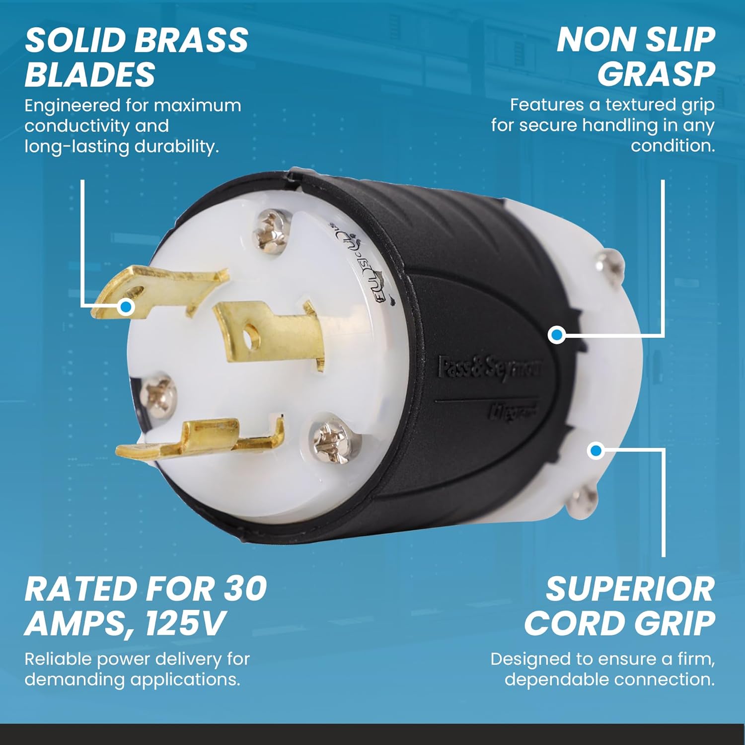 IronBox Electric - NEMA L5-30P Plug - Rated for 30 Amps, 125V - 3-Wire Design - UL Listed Extension Cord Plug Replacement- Mounts onto 10/4 or 8/4 AWG Cable - Ideal for Indoor & Outdoor Use(10 Pack)