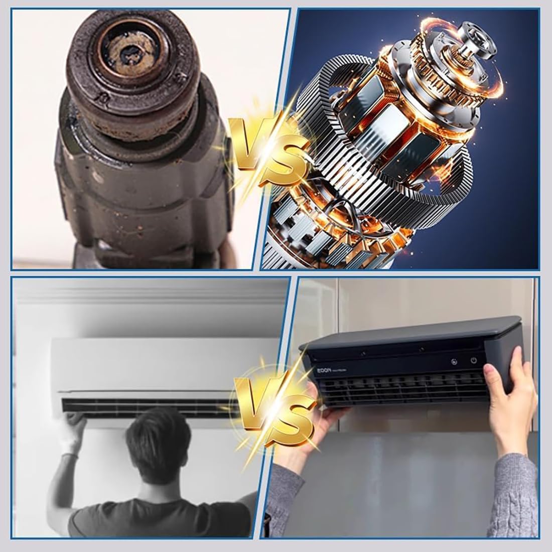 Portable Wireless Wall Mounted Air Conditioner|Upgraded 3 Wind Modes for Fast Cooling|20W 6000mAh AC with Remote Control|10 dB Quiet for Home,Bedroom,Kitchen (Gray)