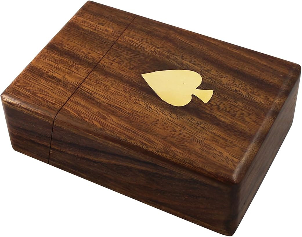 Hand Made Crafted Decorative Wooden Playing Card Deck Holder