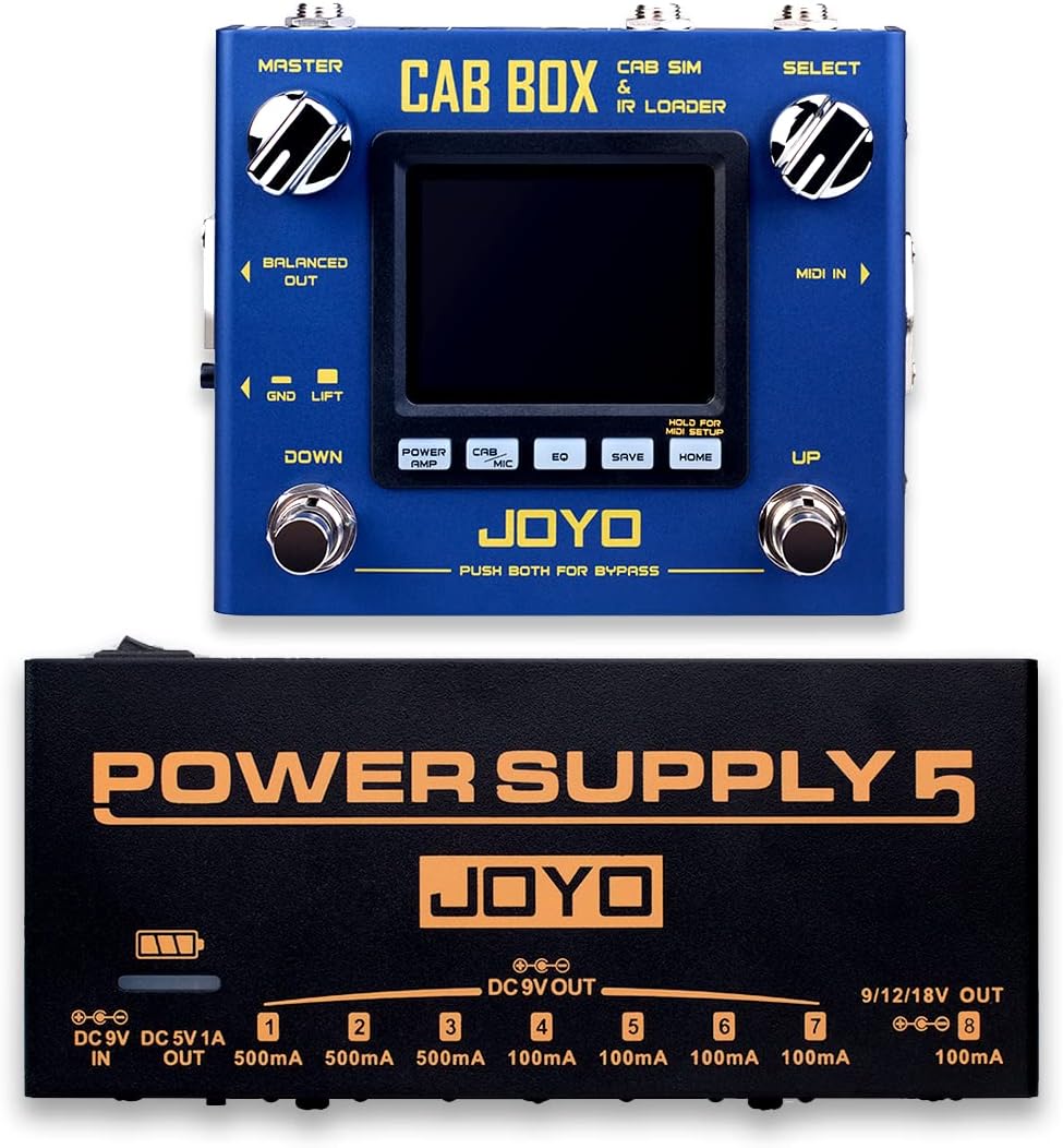 JOYO R-08 Cab Box Electric & Bass Guitar Effect Pedal Bundle with JP-05 Pedal Power Supply Built-in Rechargeable Battery