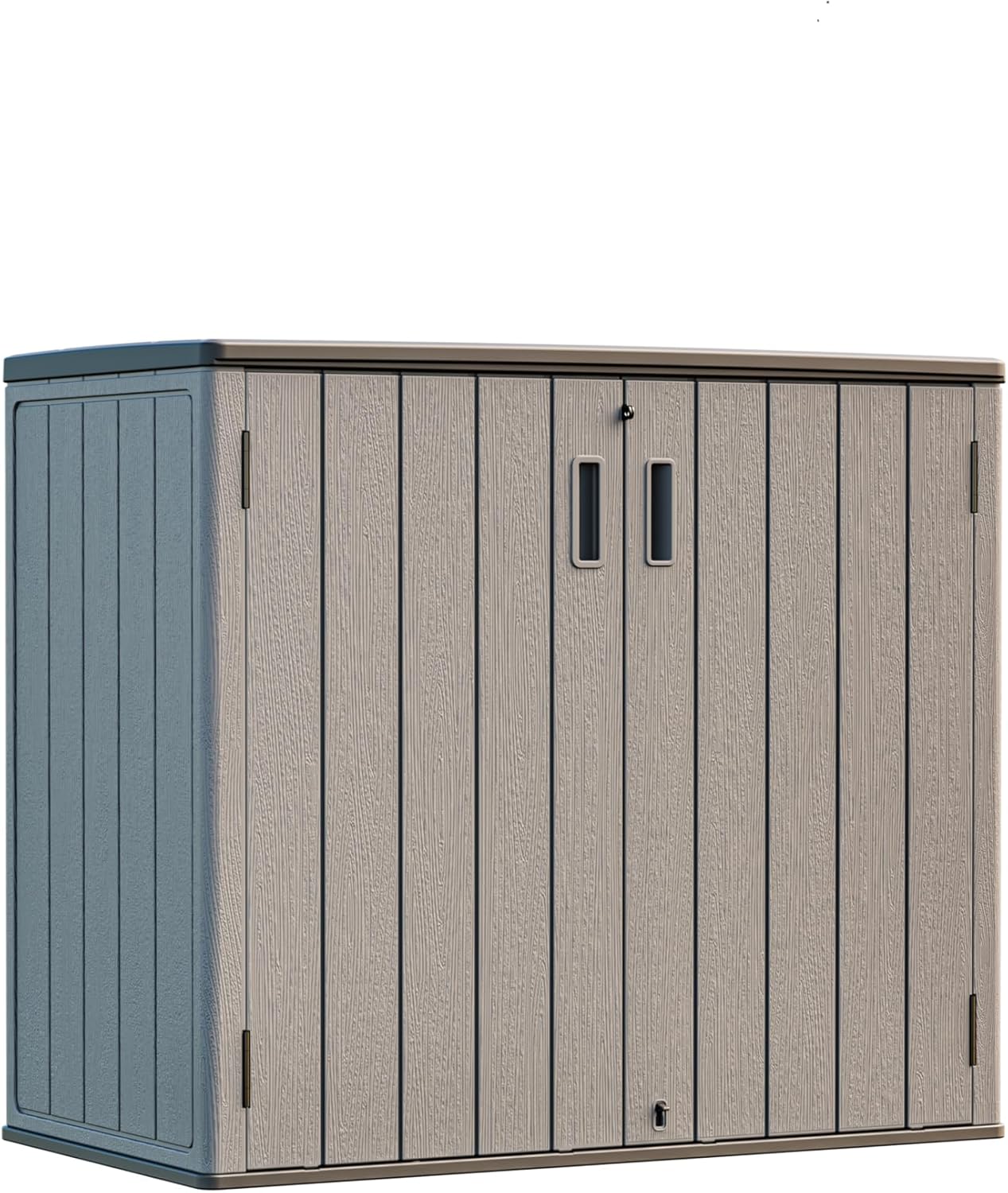 HOMSPARK 37 Cu.Ft Outdoor Storage Shed Weather Resistant, Multi Functional | Double-Wall Resin Storage Sheds & Outdoor Storage Box Waterproof for Backyard Garden Patio Lawn (Shallow Coffee)