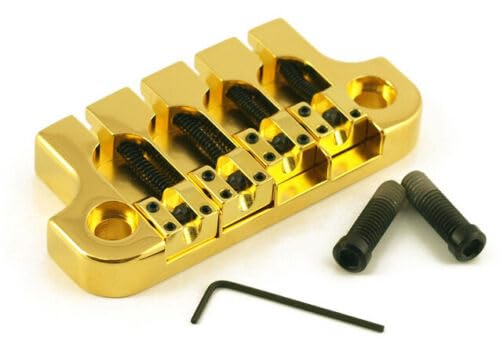 MINHTOANBV Hipshot Supertone 2-Point Replacement Bridge for 4-String Bass - Gold