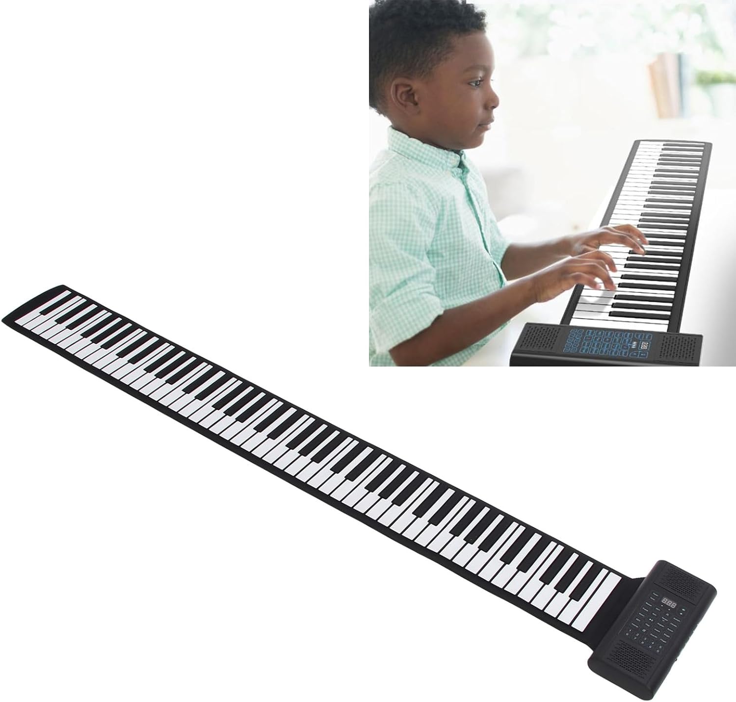 88 Keys Piano, MIDI Rechargeable Foldable Digital Piano Keyboard with LED Display, 128 Tones Rhythms, 14 Demo Songs, Hand Roll Piano for Kids Beginners