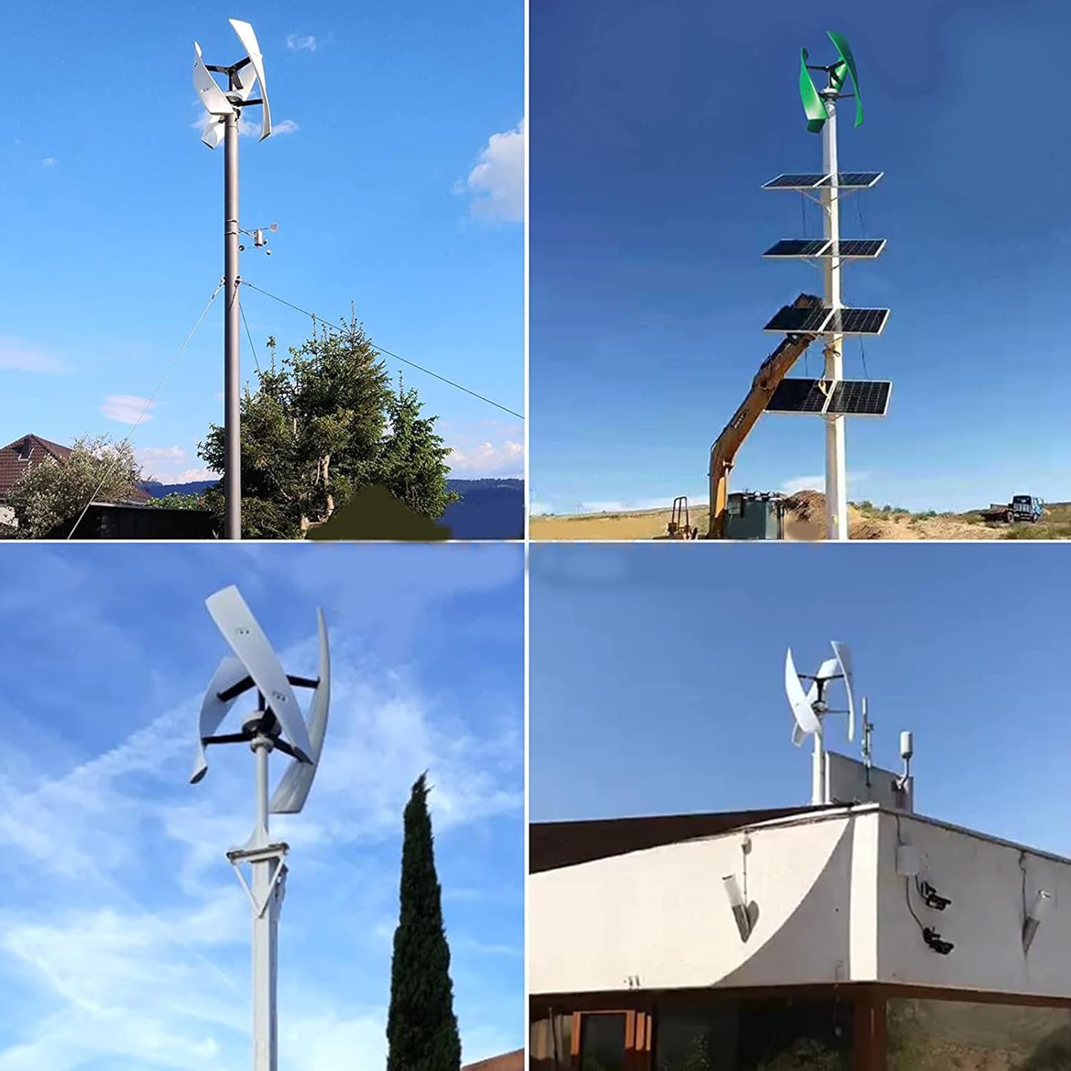 Portable Wind Turbine 3000W,12V 24V 48V 220V 3-Phase 3 Blades Vertical Axis Efficient Wind Tur-Bine Generator for Home, Farm, Rvs, Boats