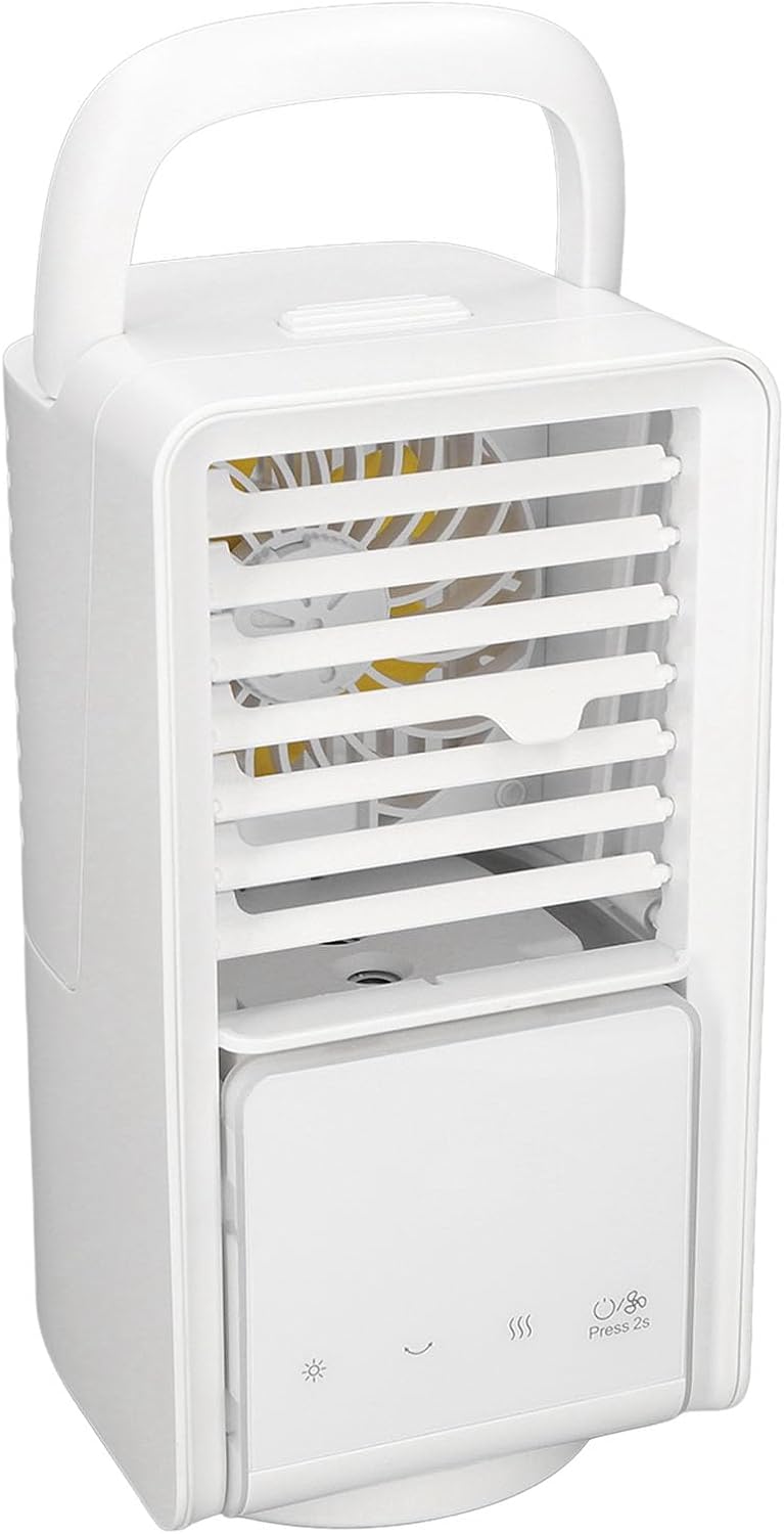 USB Rechargeable Fan Portable Air Cooler Mini Air Conditioner with Left and Right Swivel Head for Fast Cooling Two speed Nano Mist Humidifier for Home and Outdoor Use