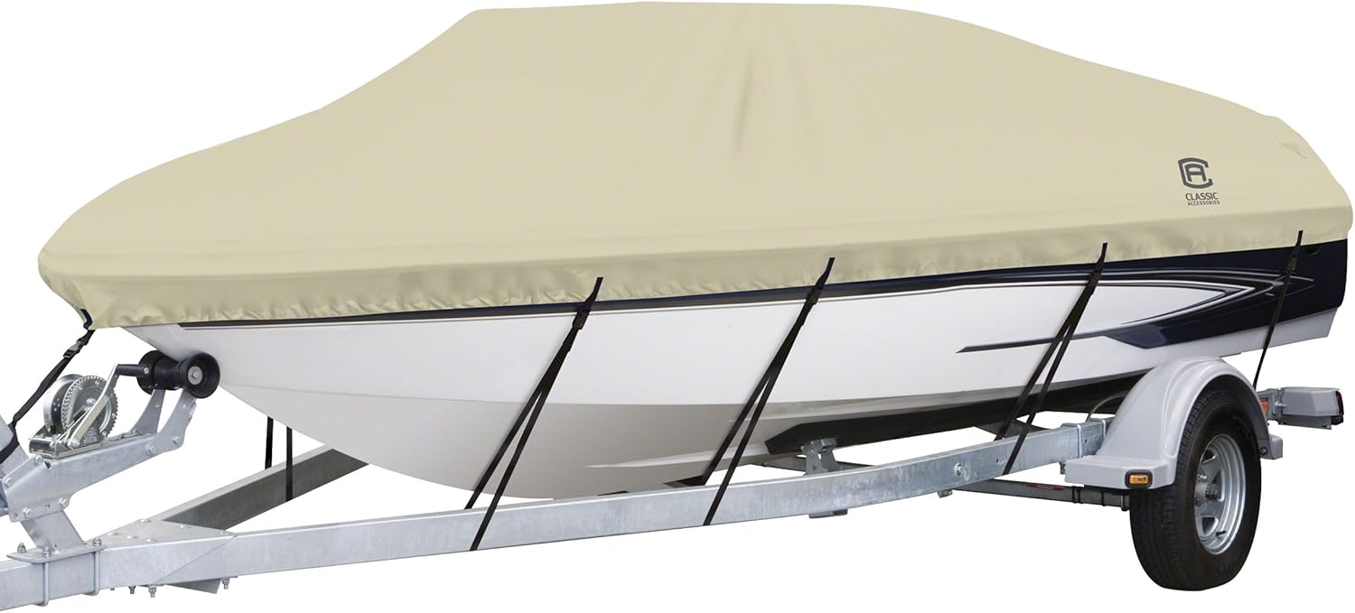Classic Accessories DryGuard Waterproof Boat Cover, Fits Boats 16' - 18.5' L x 98