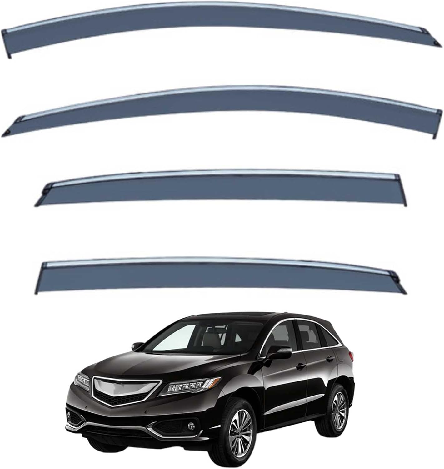 Window Deflectors for Acura RDX MK2-TB3-4 2013-2017 PC, Sun Rain Guard Window Visors Vent Shades with Bright Stripes Car Accessories