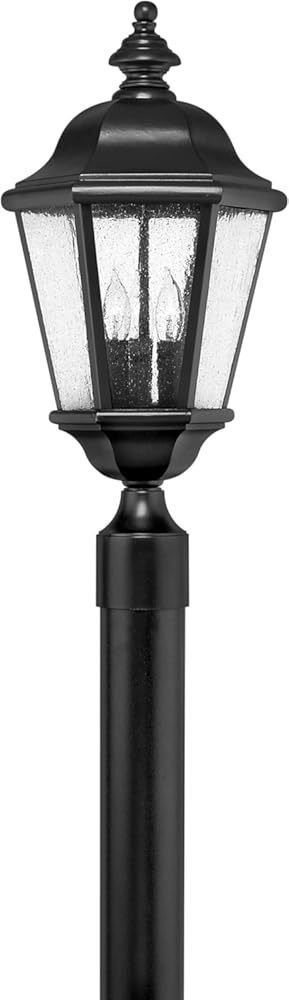 Hinkley Edgewater Large Post Top or Pier Mount Outdoor Lantern - Estate Series, 3-Light, Aluminum, Clear Seedy Glass - Black Finsh