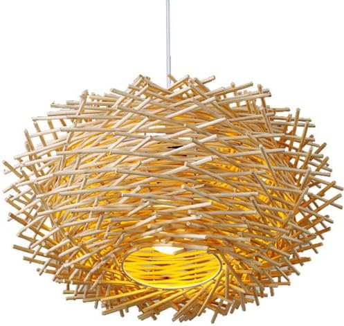 Rattan Decorative Pendant Lamp,Indoor Lighting Fixture Pendant Lighting,Ceiling Hanging Light with Adjustable Cord,for Dining Room Restaurant - 12.6
