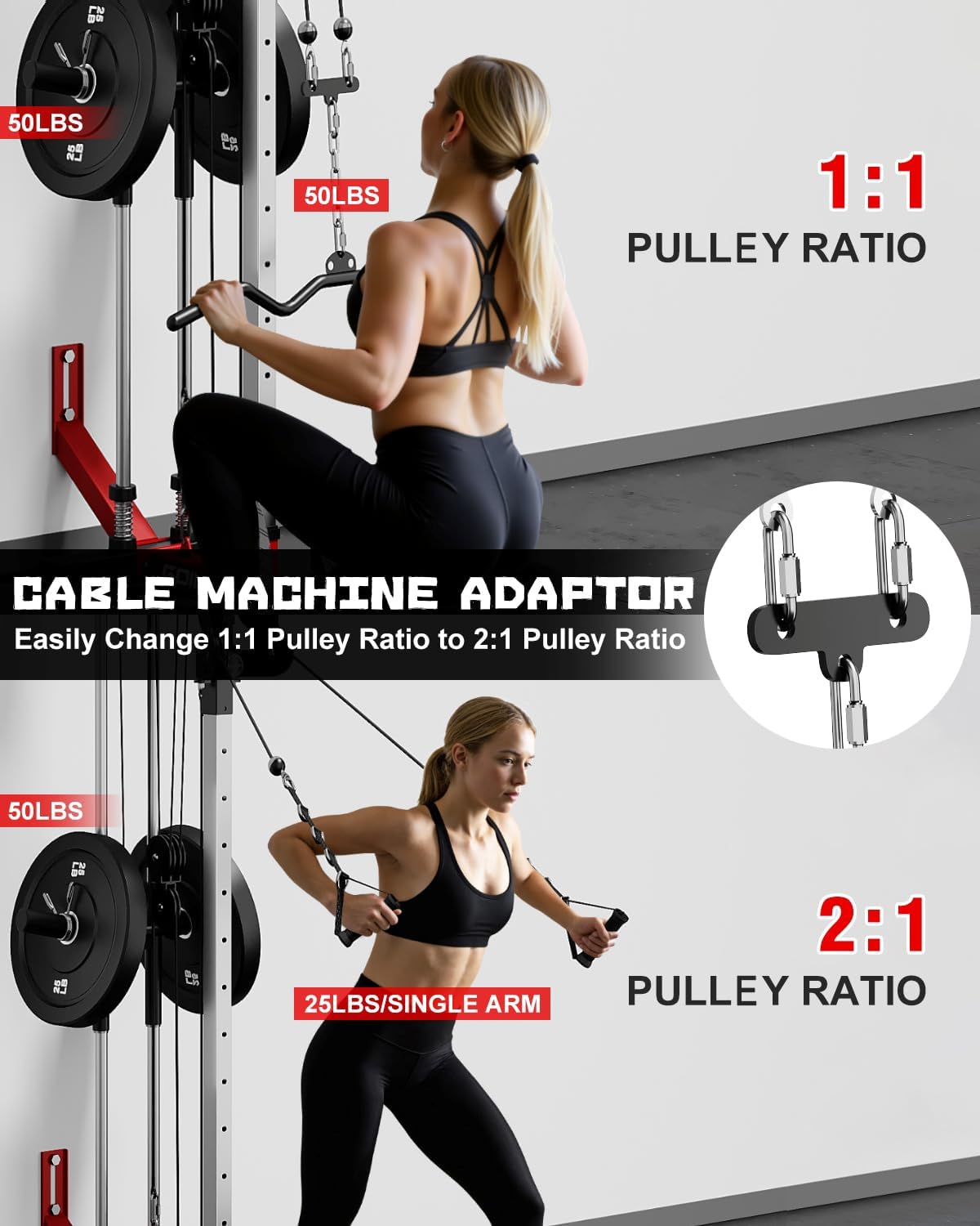 Wall Mount Cable Station, WM1 Cable Crossover Machine with 17 Positions, High and Low Cable Crossover Machine with Removable Footplate for Garage Home Gym