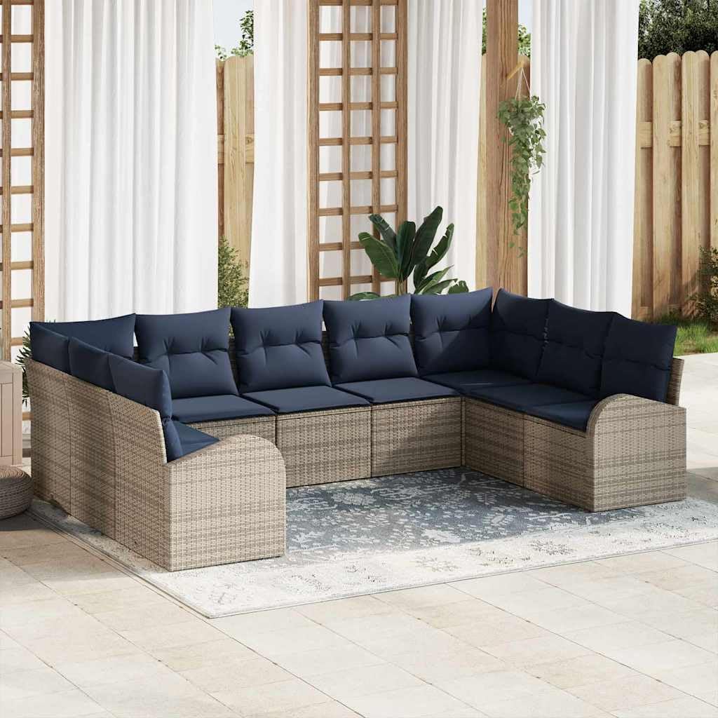 Grey Synthetic Poly Rattan Sofa Set with Cushions, Modular Outdoor Patio Furniture for Garden, Terrace, UV-Resistant, Weather-Resistant