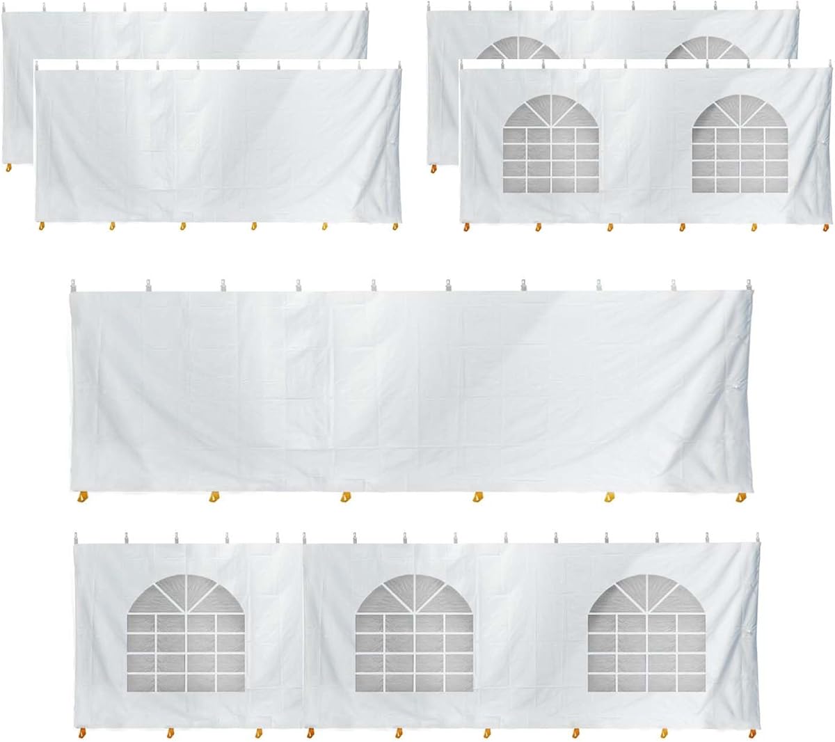 TentandTable 30' x 40' Premium Blockout Sidewall Kit for Party & Outdoor Canopy Tents, Set Includes Solid White & Cathedral Window 7' Height Side Walls, 16 oz PVC White Vinyl, Tent Not Included