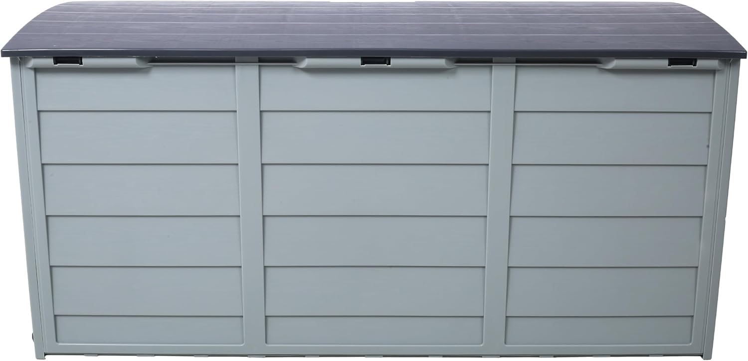 75 Gallon Resin Deck Box- whit Wheel All Weather Waterproof Large Resin Deck Box Outdoor Storage Outdoor Organization and Storage Container for Patio Furniture Cushions/Pool Toys/Garden/Tools(Gray)