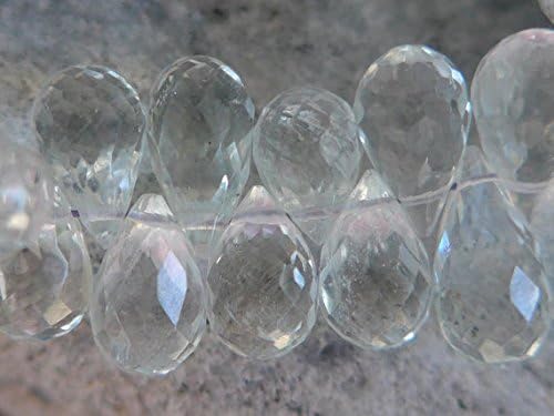 6 pcs, 9-10x5-6mm, icy light blue aquamarine faceted teardrop briolette bead