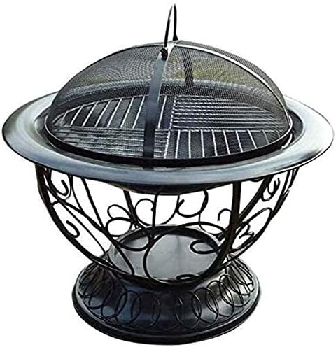 Fire Pits Outdoor Wood Burning Outdoor Fire Pit Deep Bonfire Wood Burning Patio & Backyard Firepit for Outside with Round Spark Screen, Fireplace Poker with Cover BBQ Cooking for Outsid