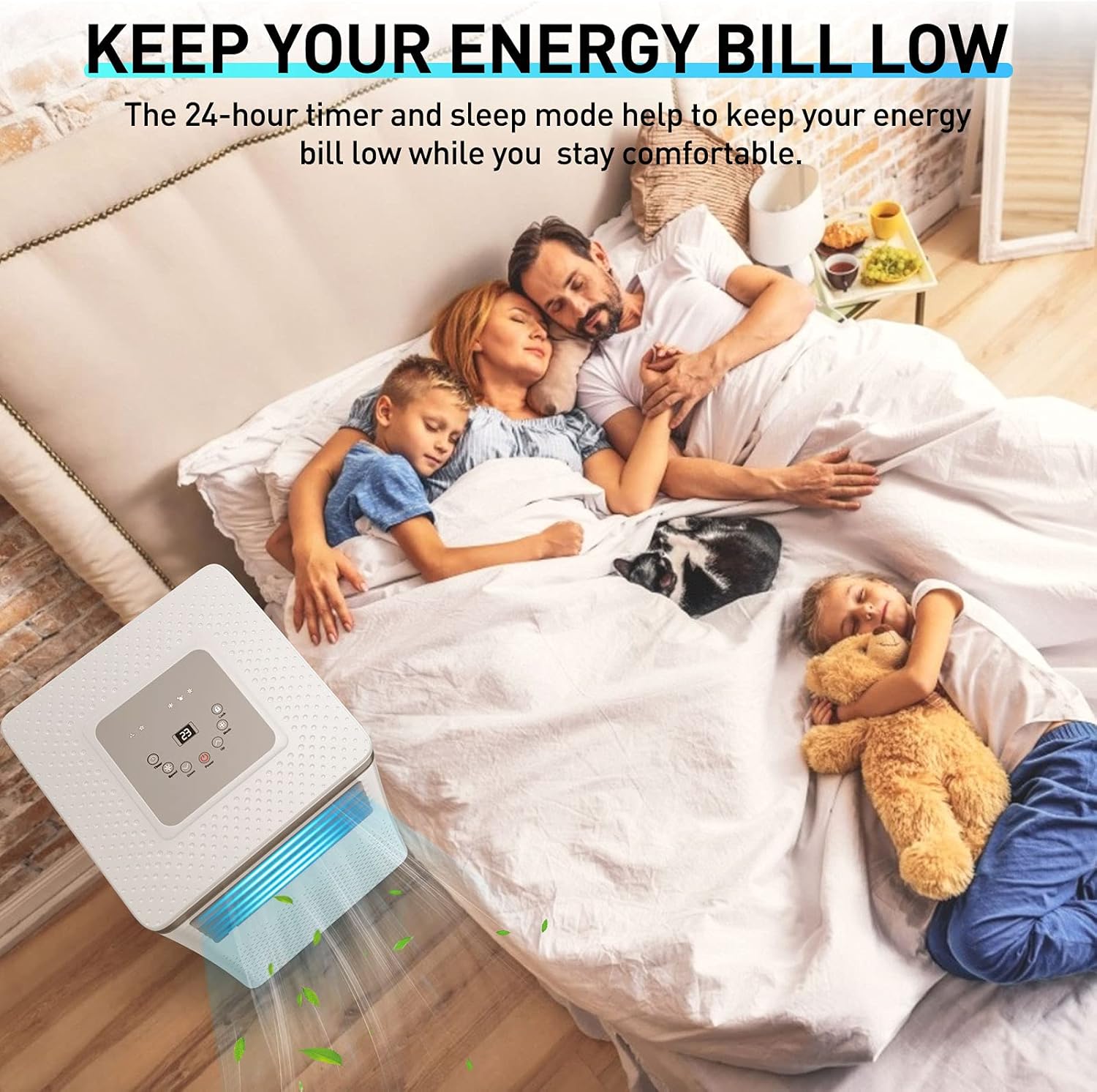 LUKO 3-in-1 Portable Air Conditioner 8,000 BTU,Dehumidifier,Fan for Rooms up to 300 sq ft,AC Unit Portable with Remote Control,Window Kits for Room, Office,Bedroom, White