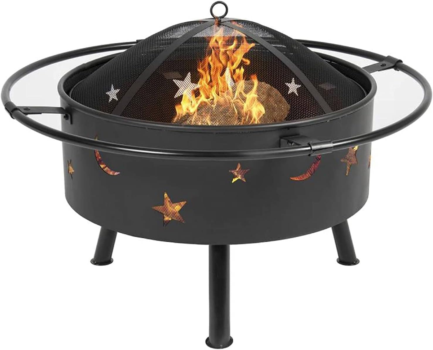 Outdoor Wood Burning Pits, Portable Firepit, Round Bonfire Wood Burning Patio & Backyard Firepit for Outside with Cooking BBQ Grill