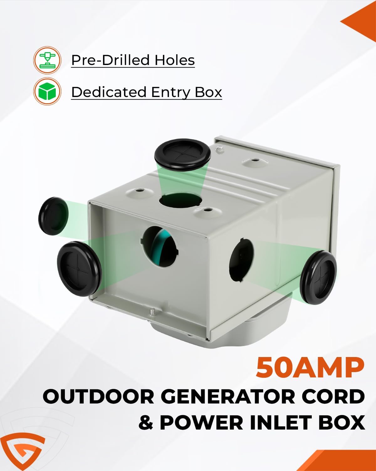 50Amp Generator Cord & Power Inlet Box Kit – 50 Ft Heavy-Duty Twist Lock Extension Cord, NEMA 14-50P to SS2-50R, UL Listed, Waterproof Perfect for Home, RV, Outdoor, and Backup Generator Connection
