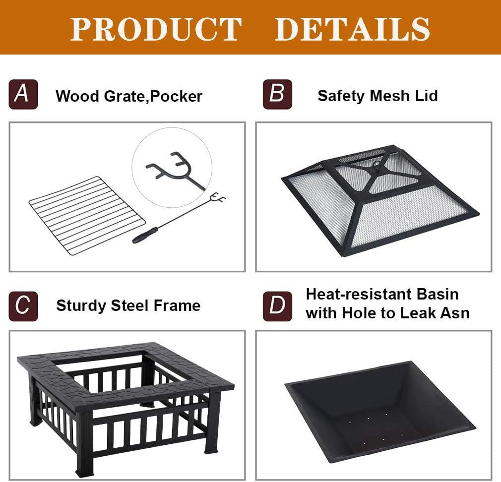 Outdoor fire Pit for Wood,32