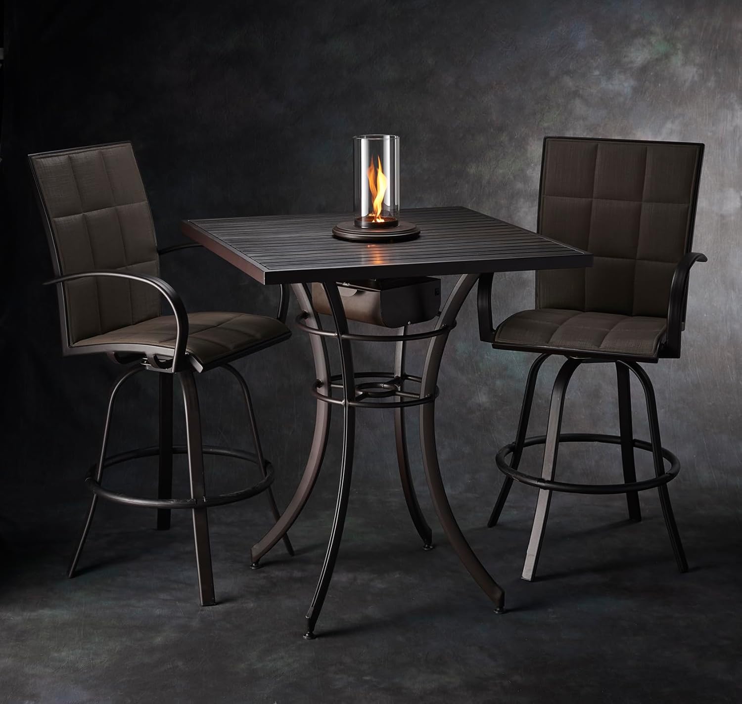 Outdoor GreatRoom Co Tabletop Fire Pit - Glass Lantern for Outside Patio Table with Umbrella Hole - Table Top Firepit Works with 1-Pound Propane Gas Tank for Up to 6 Hours (2,400 BTU)