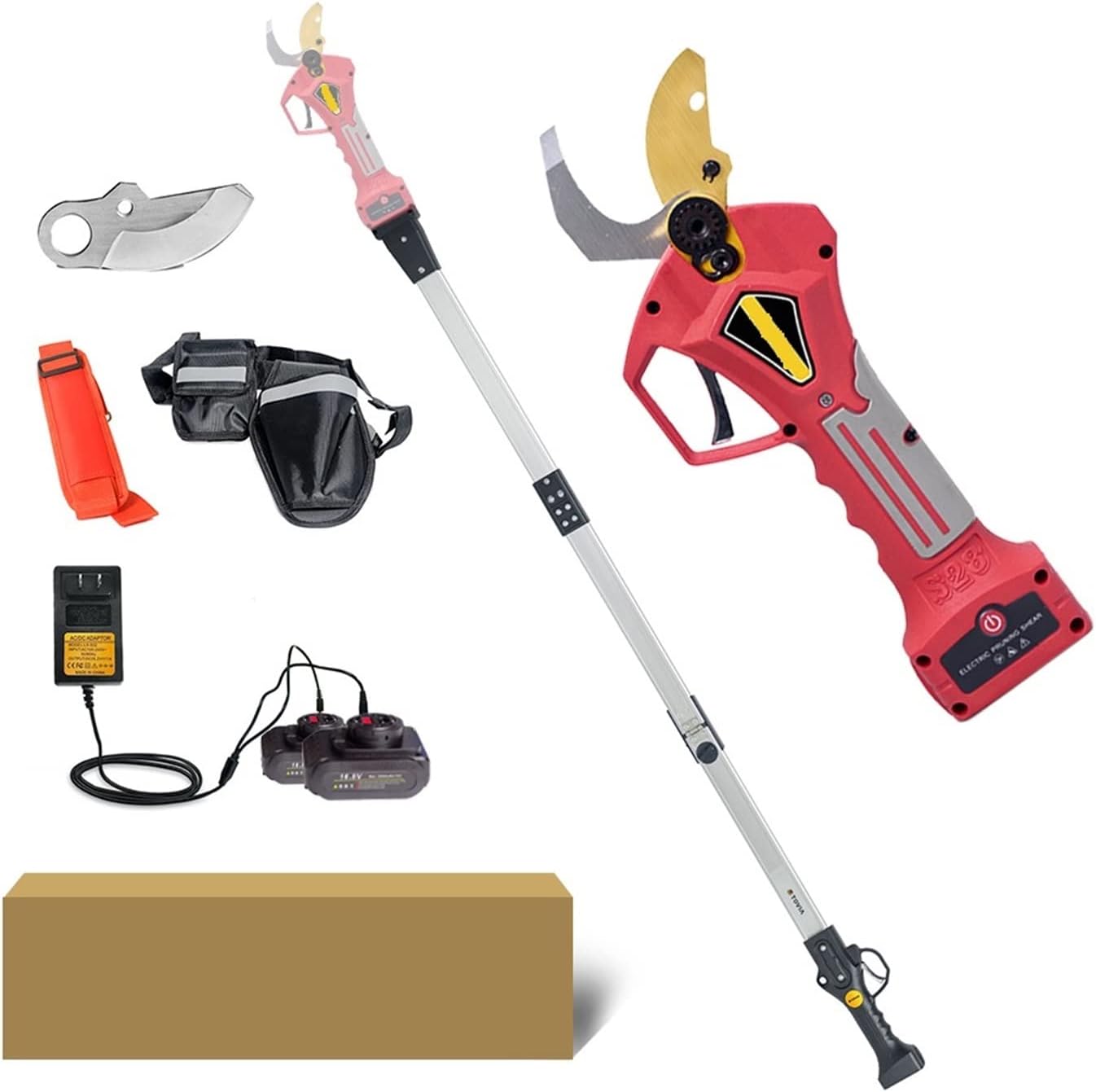 Electric Pruning Shears, Electric Pruning Shears 400W Brushless Cordless Pruner Lithium Powered Fruit Tree Bonsai Pruning with 2 Battery)))