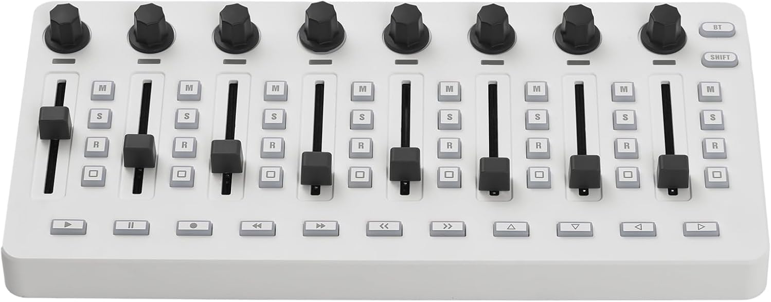 controller,HUIOP BT midi controller,MIDI Controlle MIDI Mixing Console with 43 Buttons 8 Knobs 8 Push Buttons BT Connection Battery/Type-C Power Supply USB MIDI Controller Mixer for Most Electroacoust