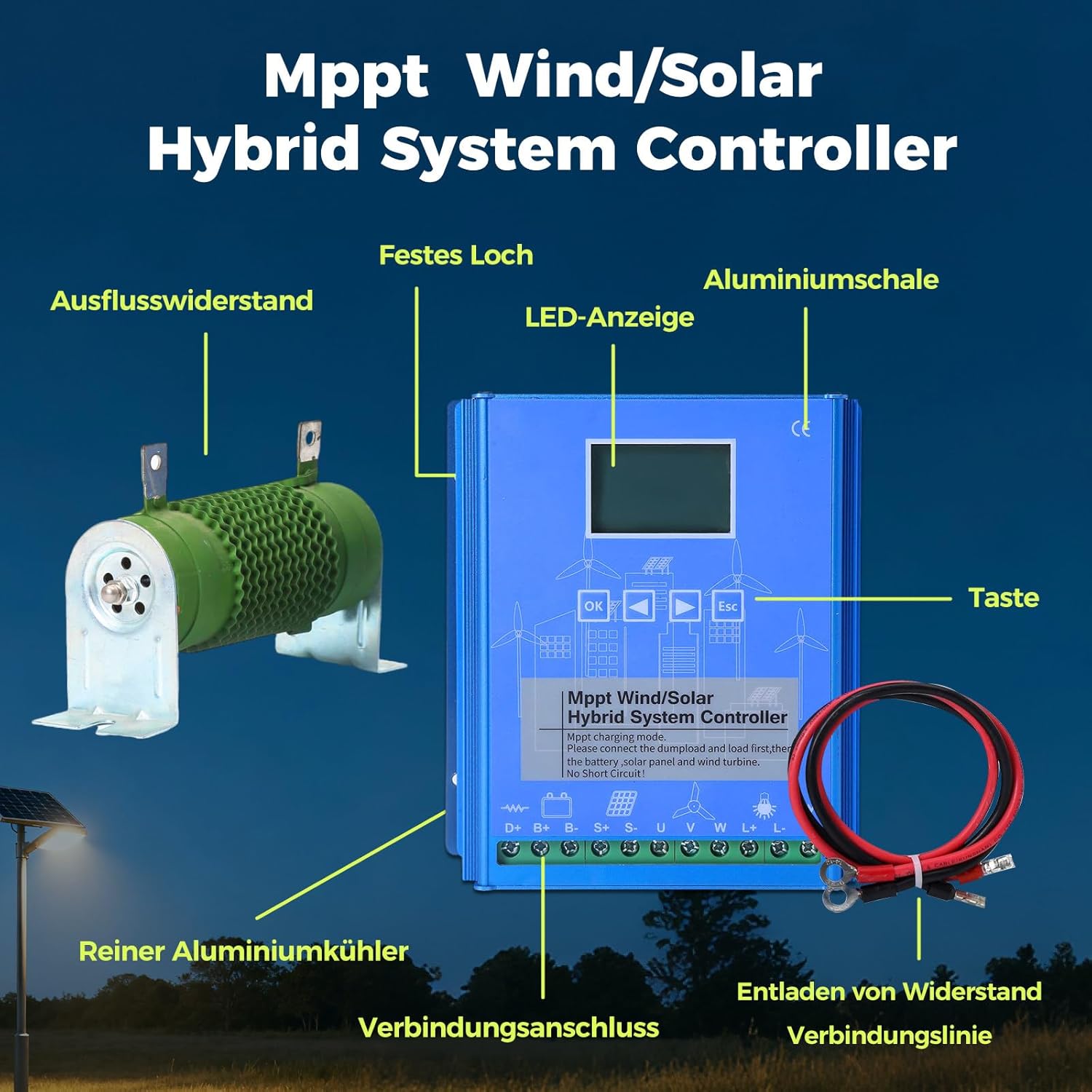 Hybrid Wind Solar Controller auto 12/24/48v 1000W Solar Wind Controller Solar and Wind Charge Controller Wind/Solar Hybrid System Controller 1000W-24/48VAuto