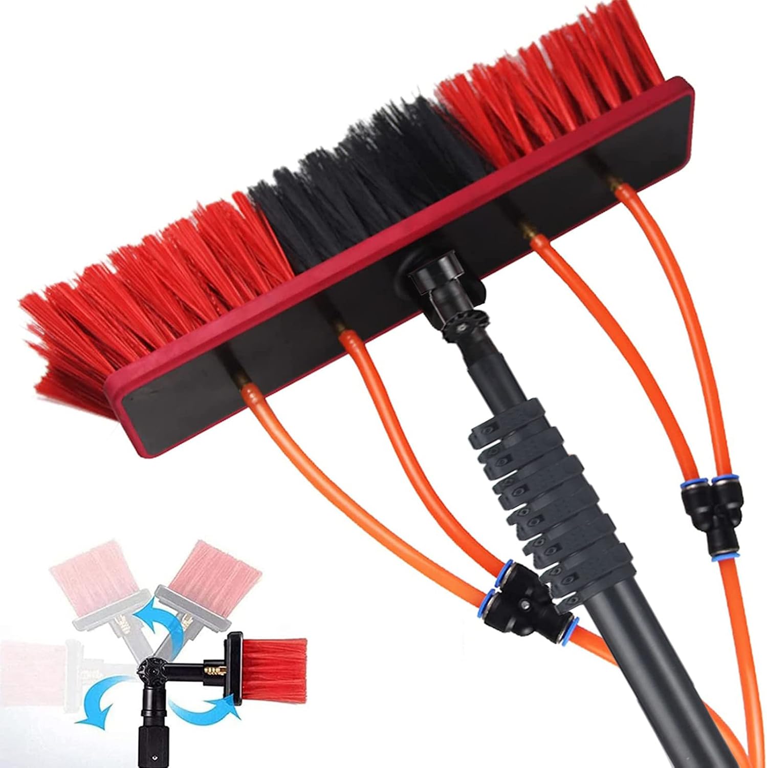 Water Fed Pole Kit Window Cleaning Pole Water Fed Telescopic Brush/Extendable Cleaner Conservatory Roof Suitable for Car Indoor Outdoor High Windows,7.2M/24FT-55cm