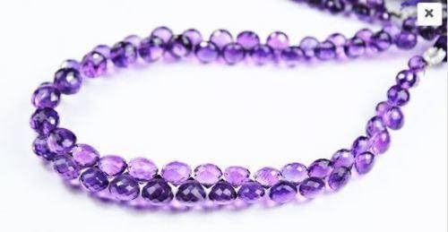 13 inch natural beads strand of 6mm faceted drop purple amethyst gemstone briolletes beads for DIY jewelry - necklace, bracelet, earring, ring.
