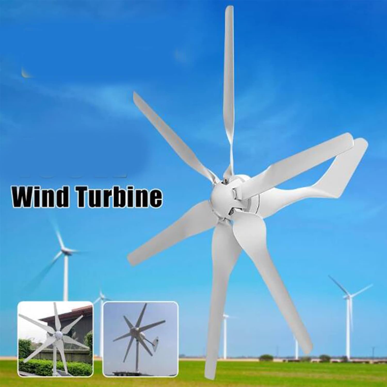 10000W Wind Turbine Vertical Axis Generator- 12V 24V 48V Solar Panel Kits Suit for RV Marine Home Solar Wind Hybrid System(White)